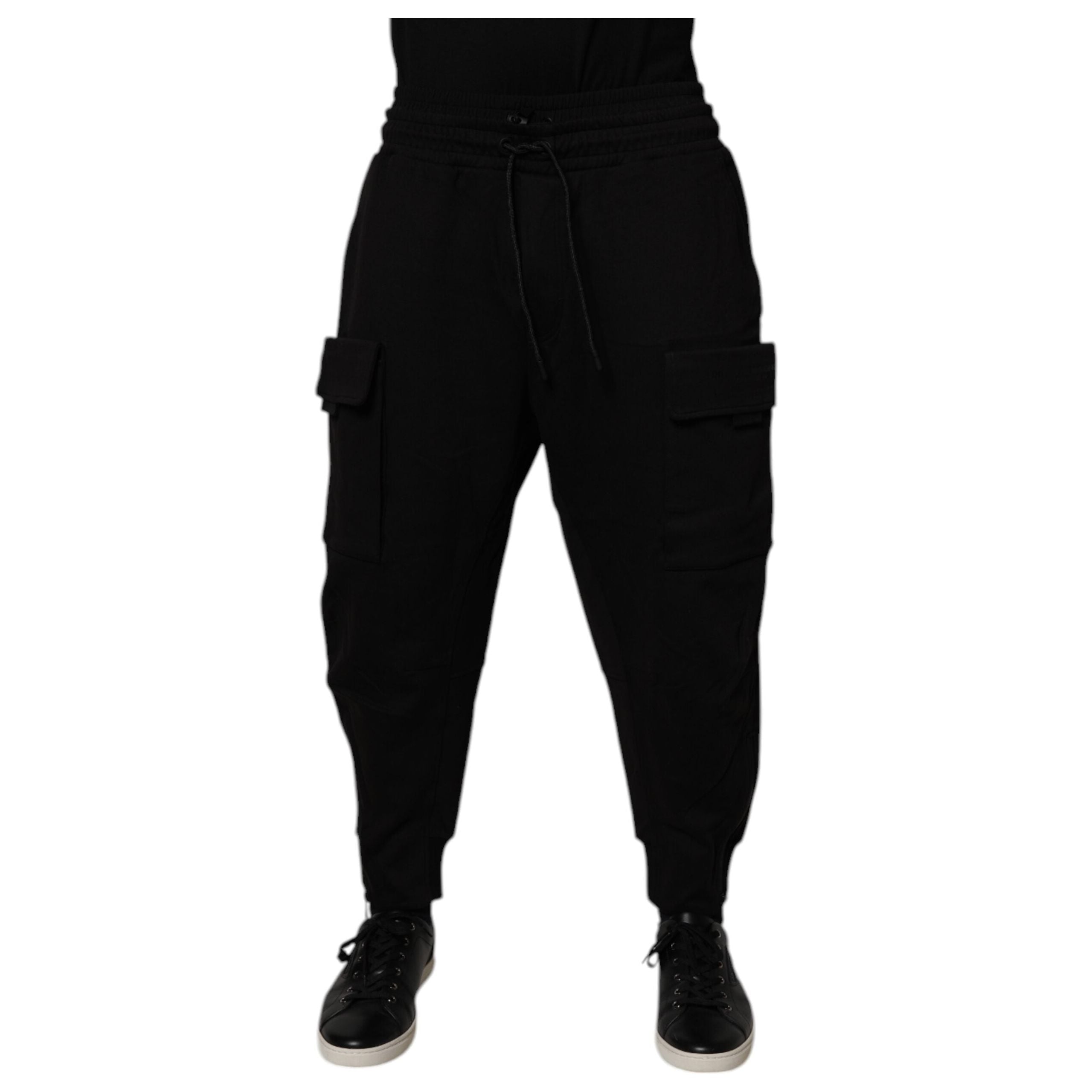 Dolce & Gabbana Black Cotton Cargo Jogger Sweatpants