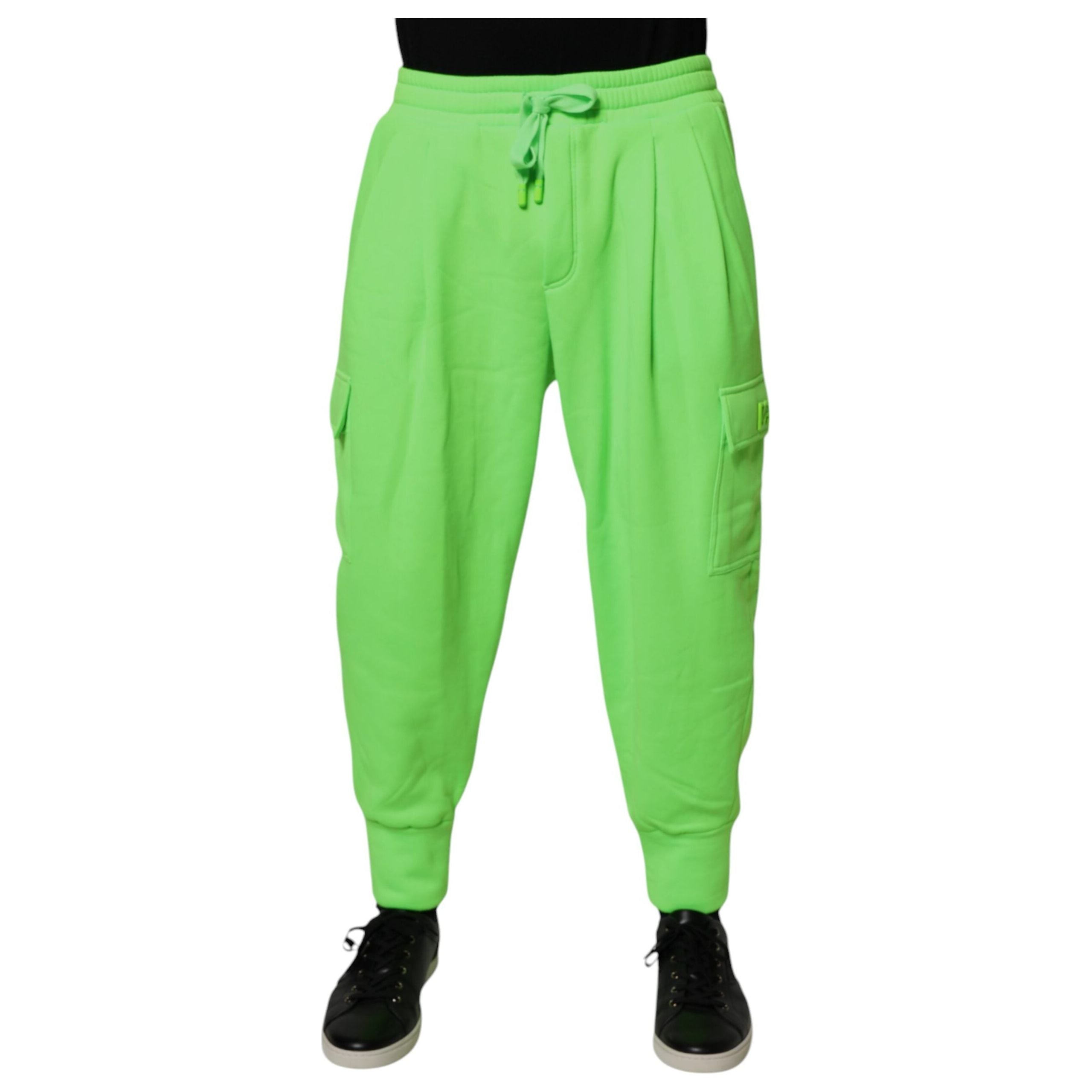 Dolce & Gabbana Neon Green Cotton Cargo Jogger Pants