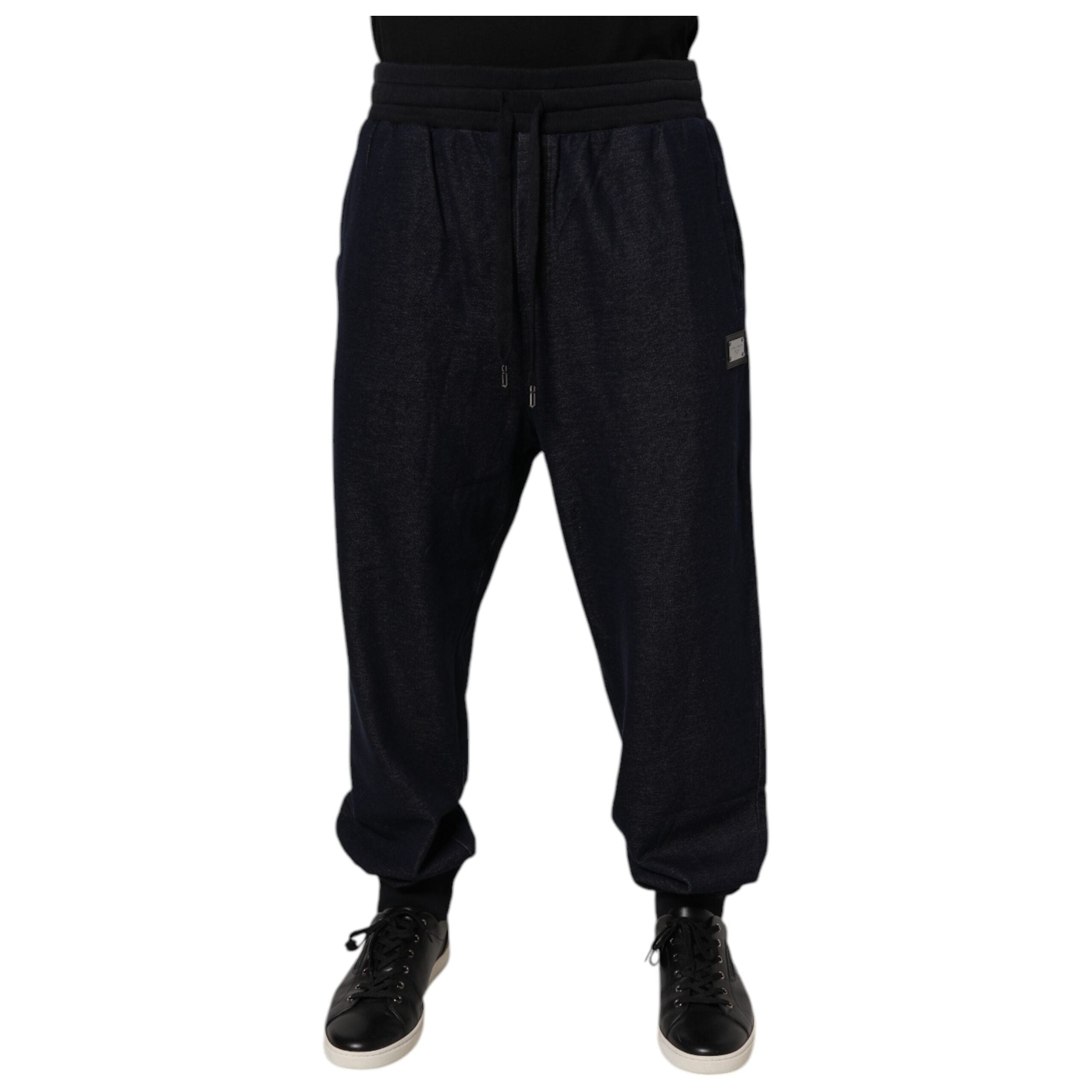 Dolce & Gabbana Black Jacquard Cotton Jogger Sweatpants
