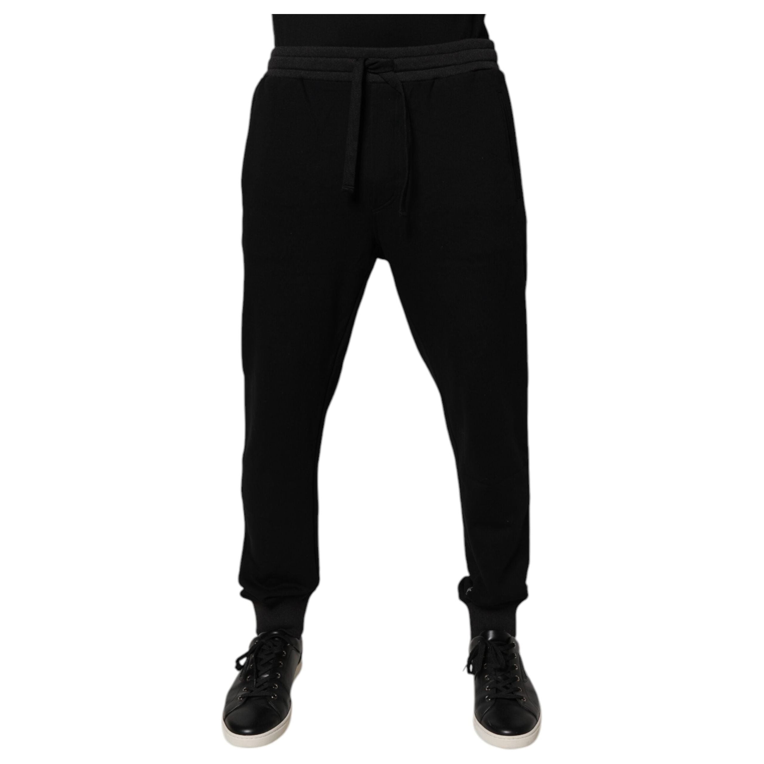 Dolce & Gabbana Black Cotton Logo Jogger Sweatpants Pants