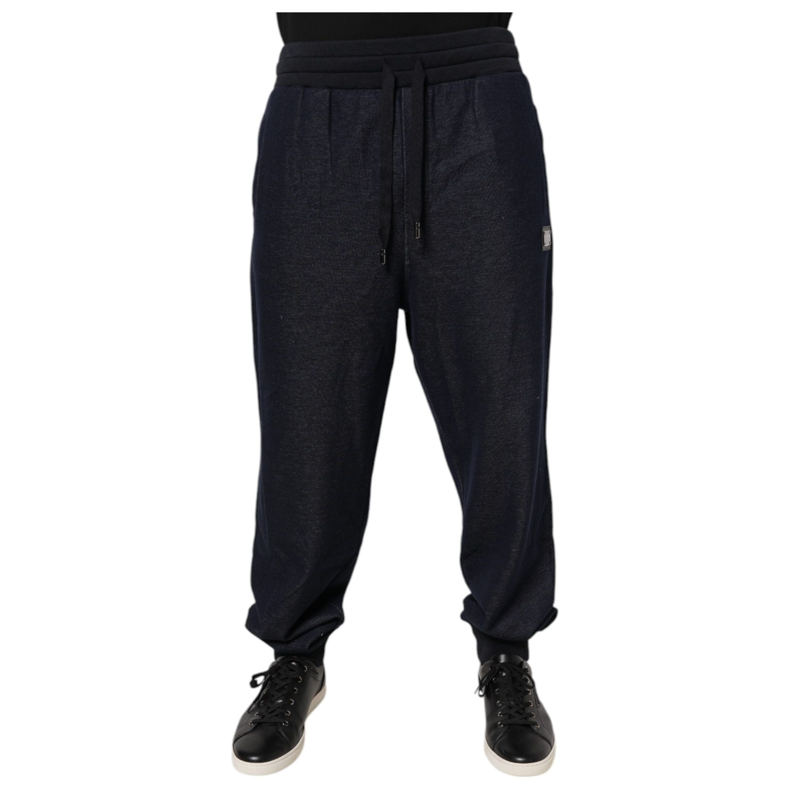 Dolce & Gabbana Black Jacquard Cotton Jogger Sweatpants