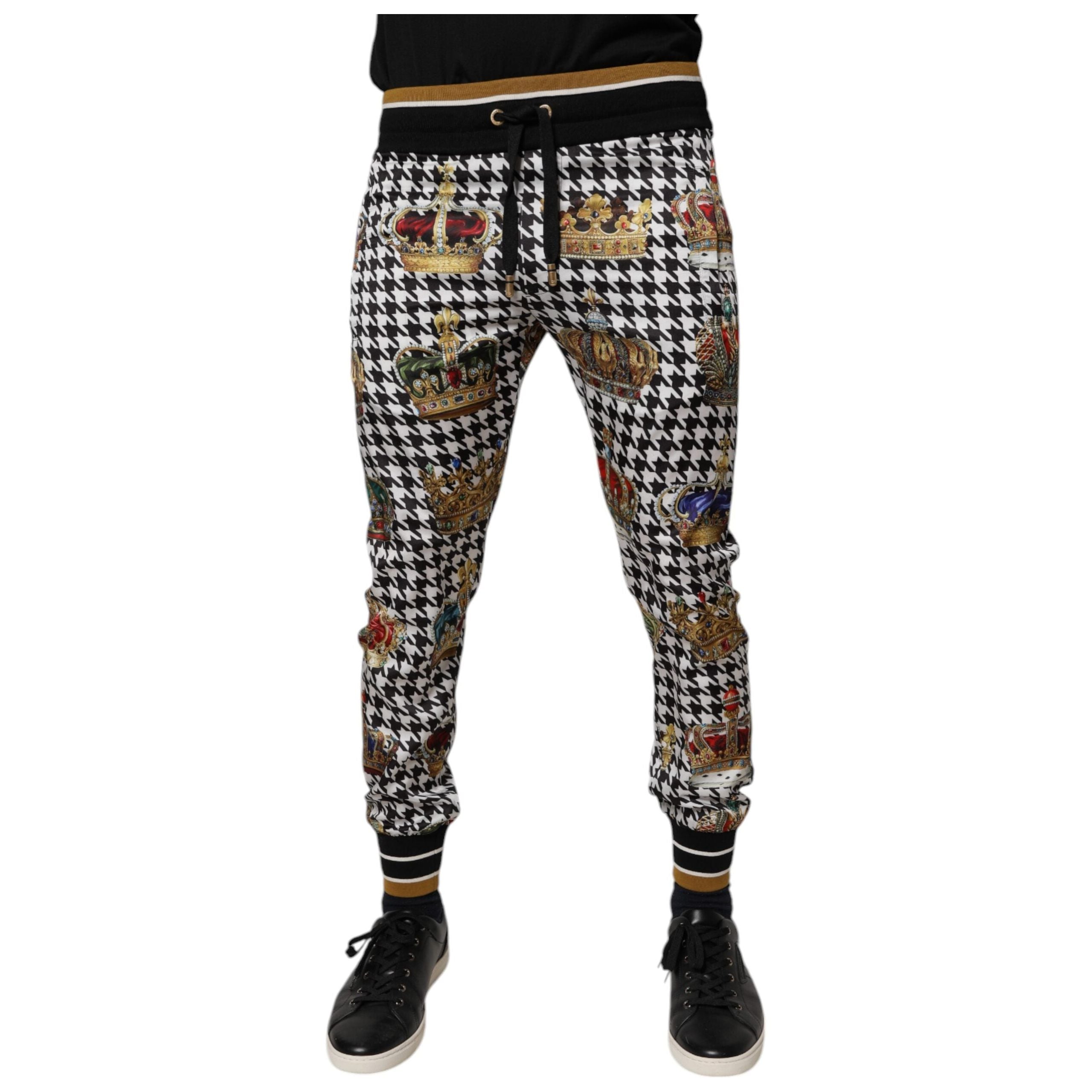 Dolce & Gabbana Multicolor Houndstooth Cotton Sweatpants