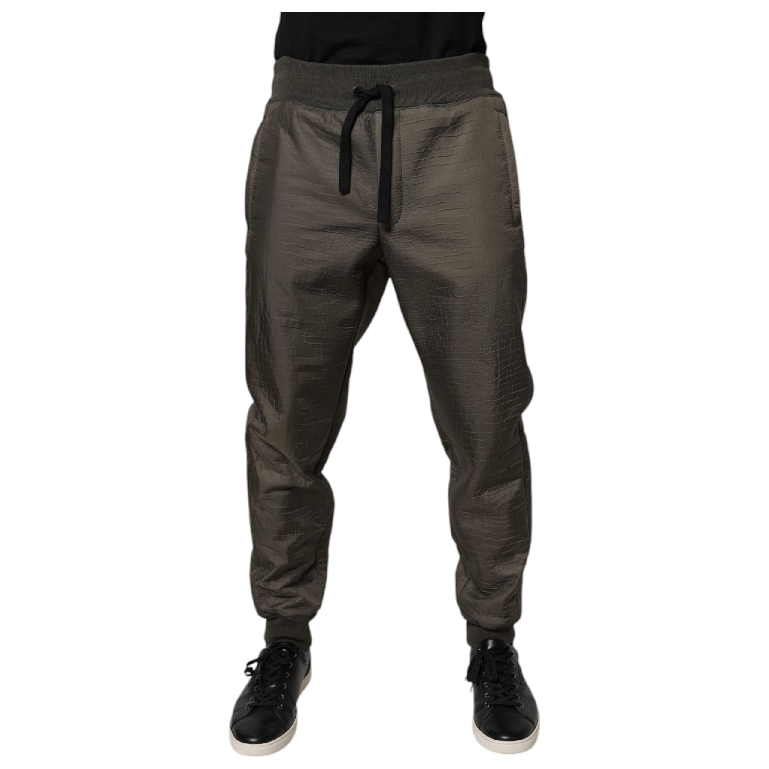 Dolce & Gabbana Brown Lambskin Leather Sweatpants Pants