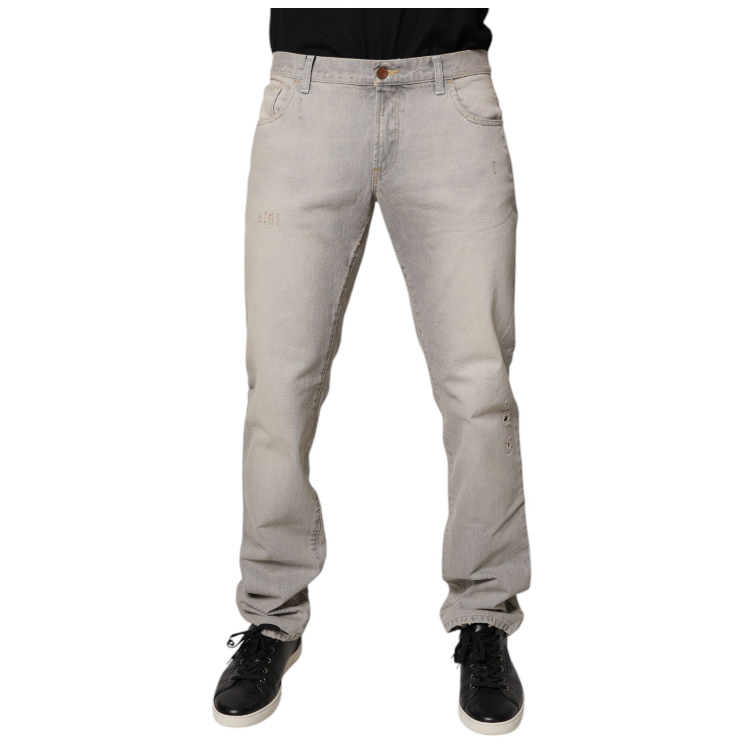 Dolce & Gabbana Light Gray Cotton Skinny Denim Jeans