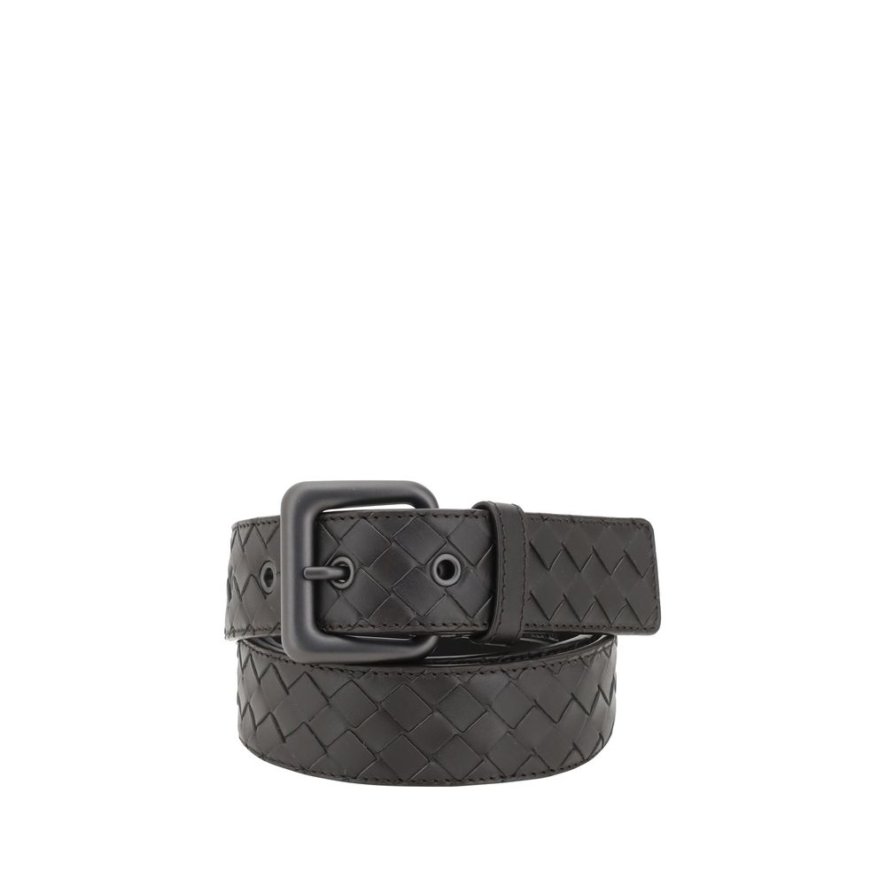 Bottega Veneta Black Leather Iconic Intrecciato Belt