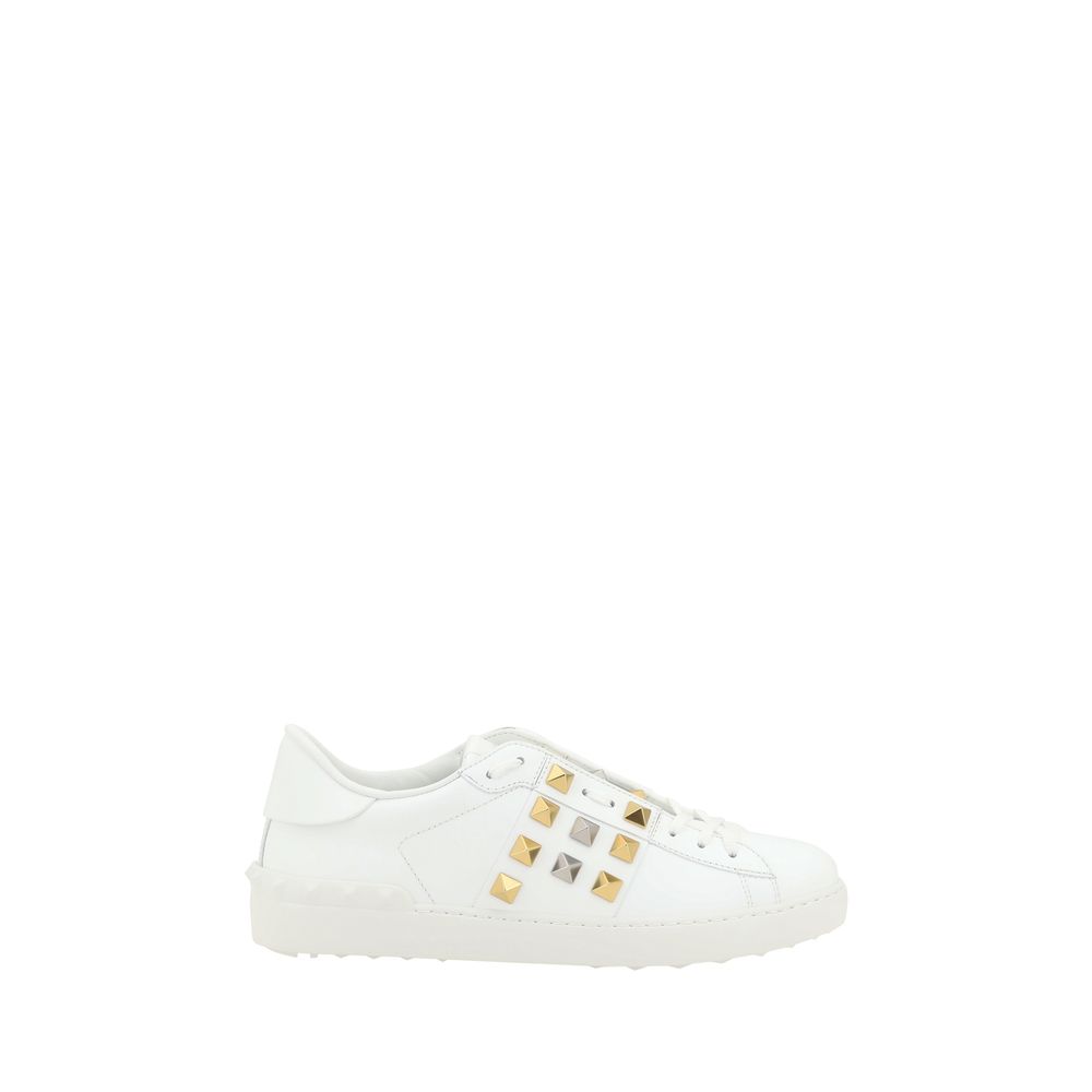Valentino White Leather Rockstud Sneakers for Effortless Elegance