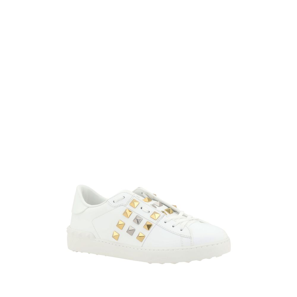 Valentino White Leather Rockstud Sneakers for Effortless Elegance