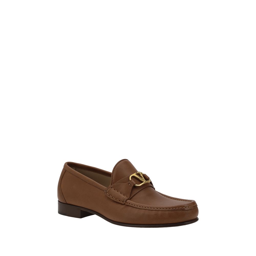 Valentino Black Leather Loafers with Iconic VLogo Plaque