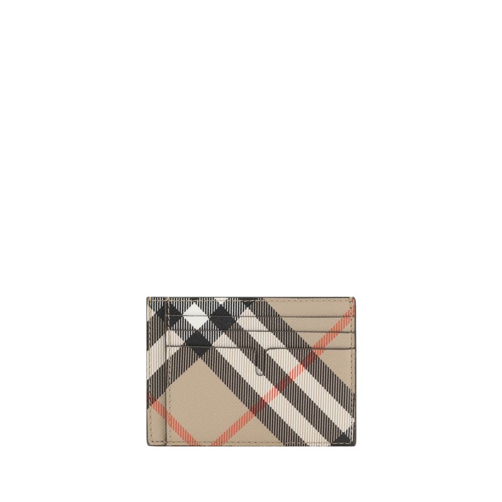 Burberry Beige Leather Card Holder in Iconic Check Design