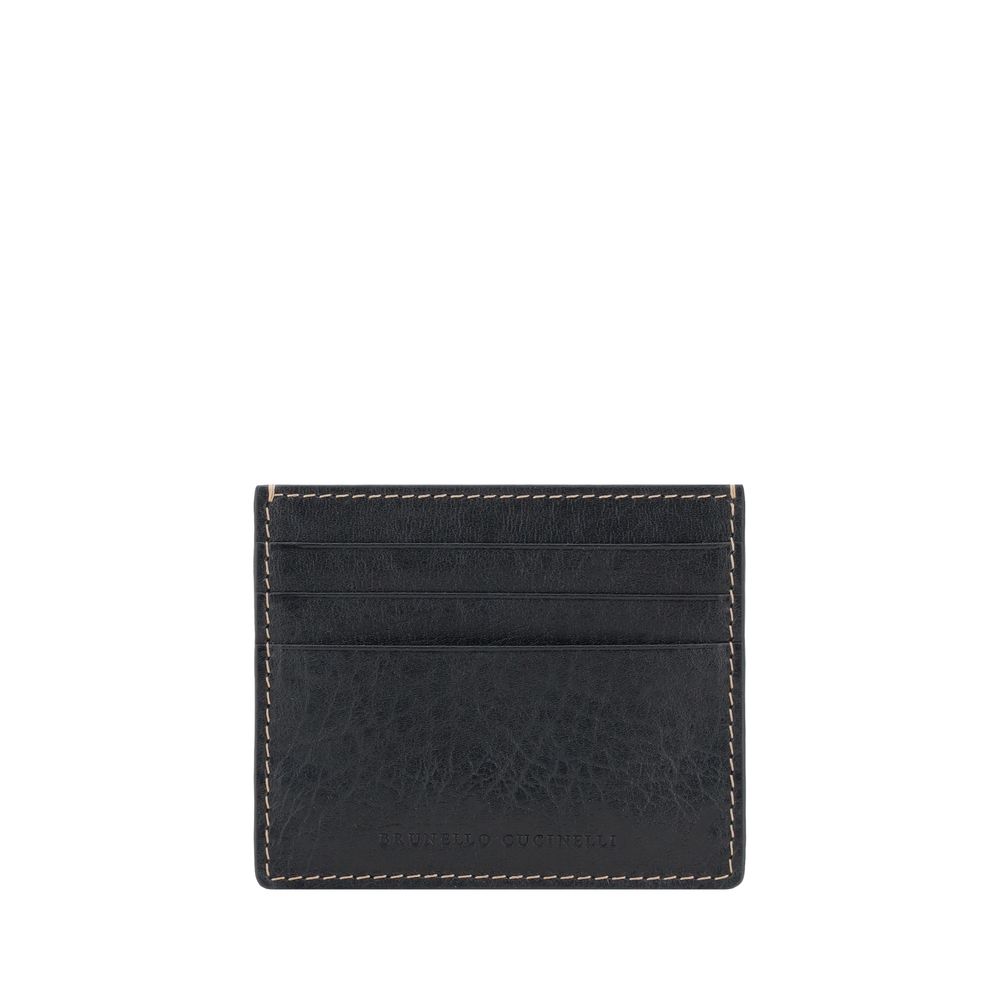 Brunello Cucinelli Brown Premium Grained Leather Card Holder