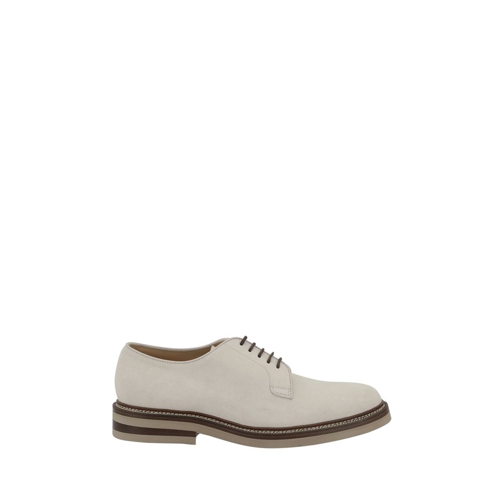 Brunello Cucinelli Beige Suede Derby Lace-Up Shoes