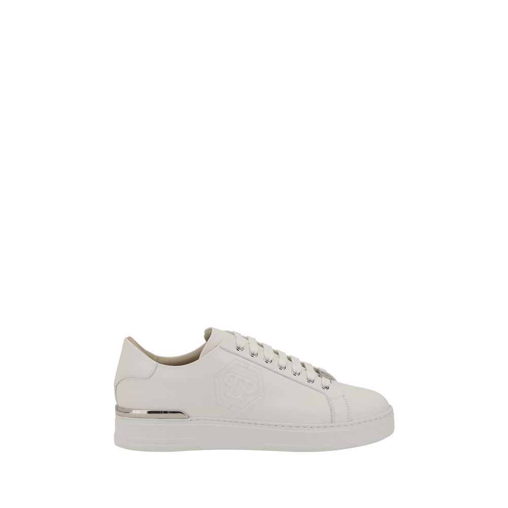 Philipp Plein White Leather Sneakers: Luxury Footwear for Distinctive Style