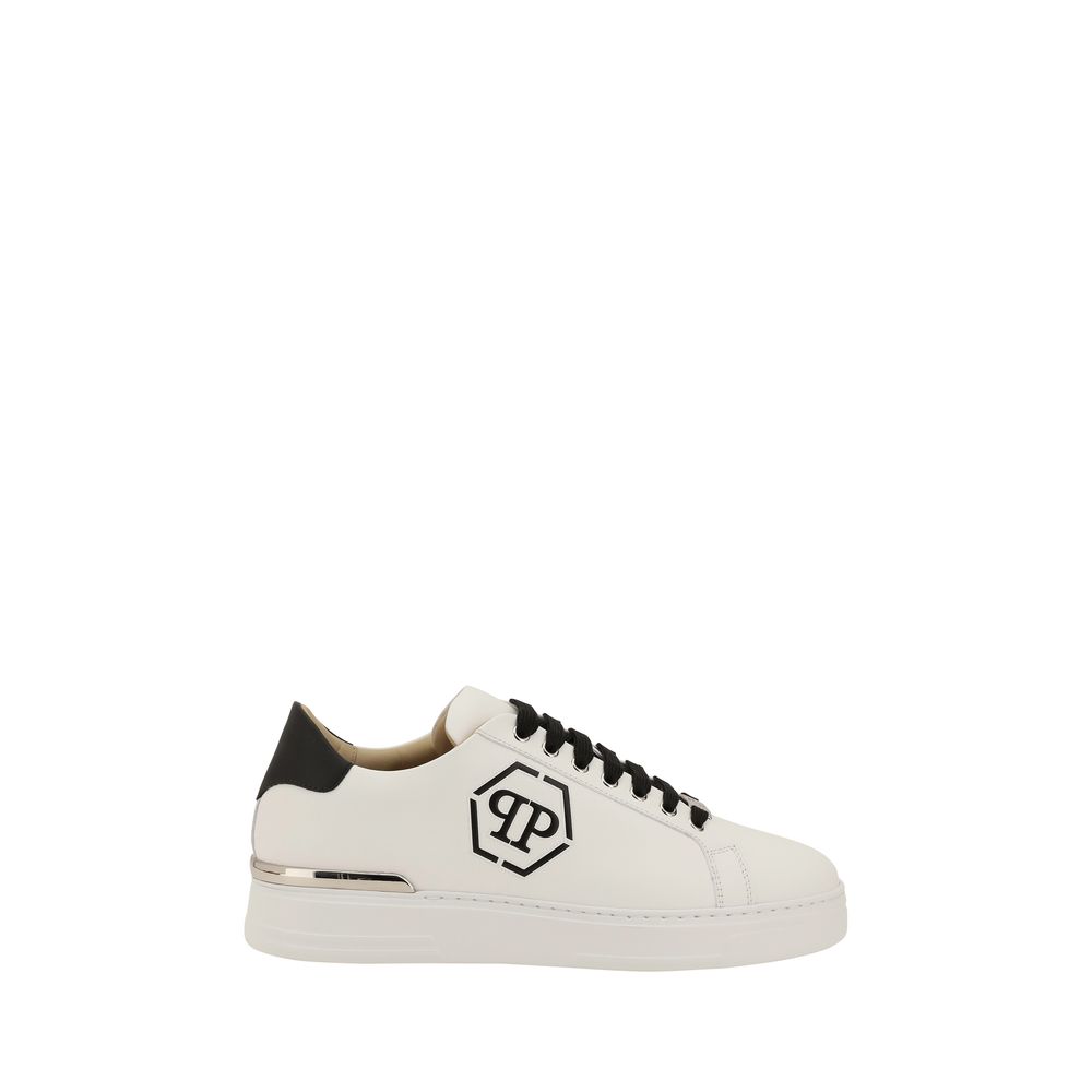 Philipp Plein White Leather Sneakers Crafted for Elevated Everyday Elegance