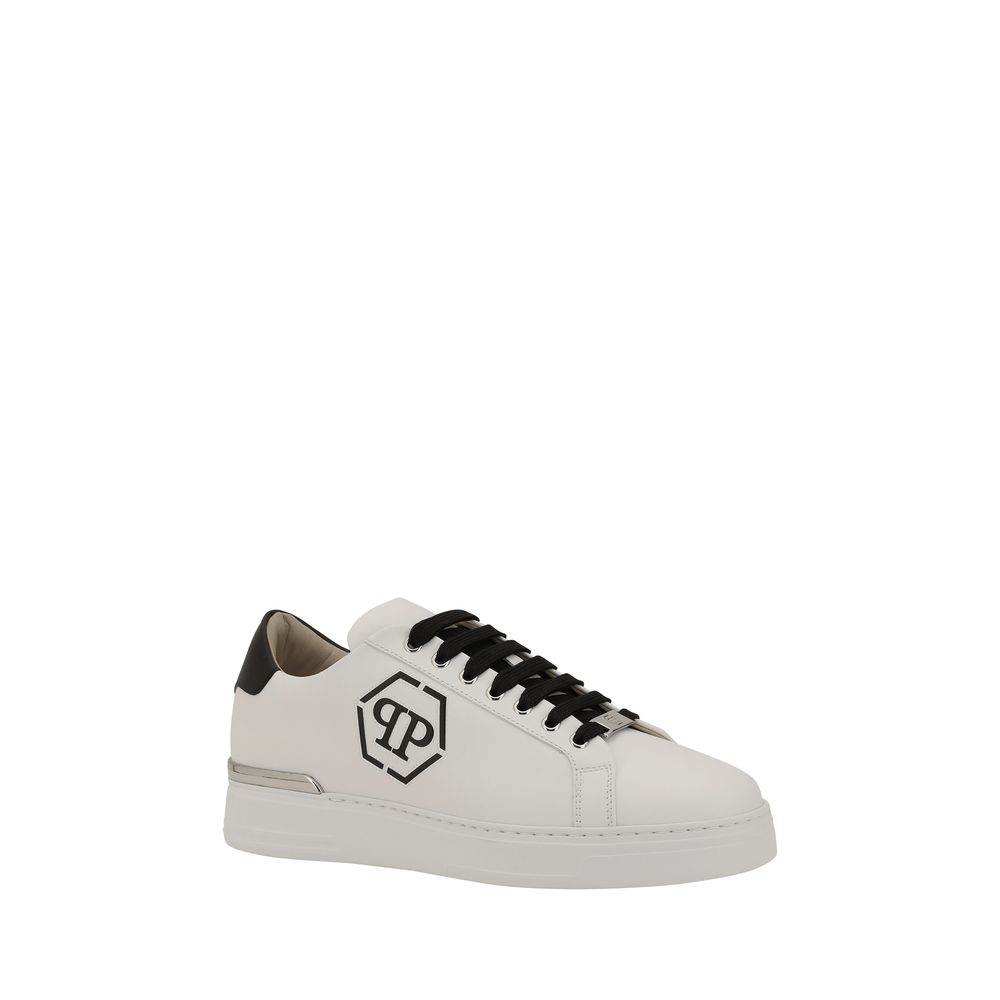 Philipp Plein White Leather Sneakers Crafted for Elevated Everyday Elegance