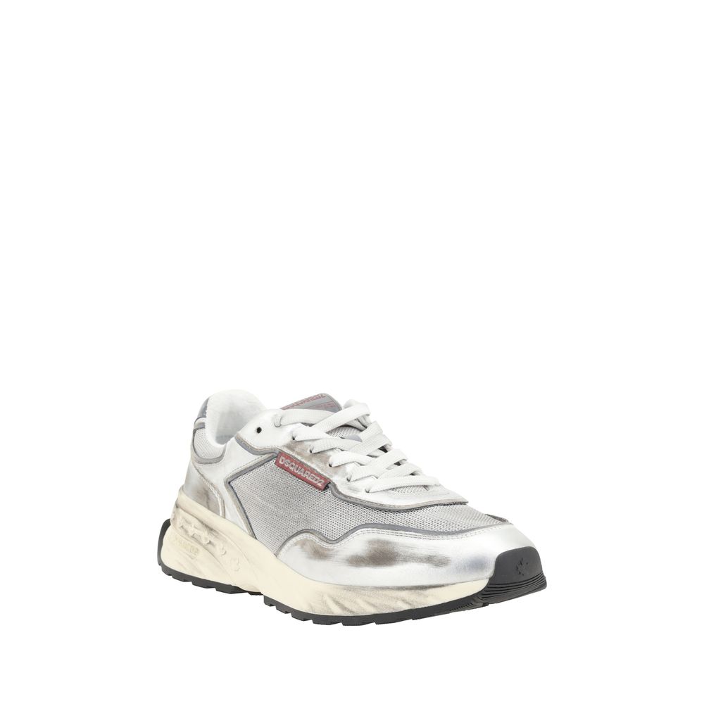 Dsquared² White Leather Sprinter Sneakers with Bold Retro Design