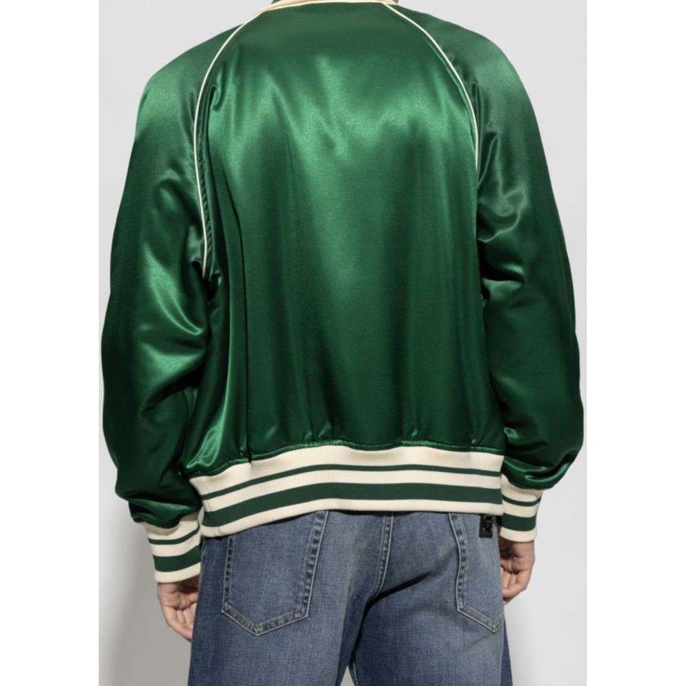 Dolce & Gabbana Green Cotton Jacket with Floral Logo Print