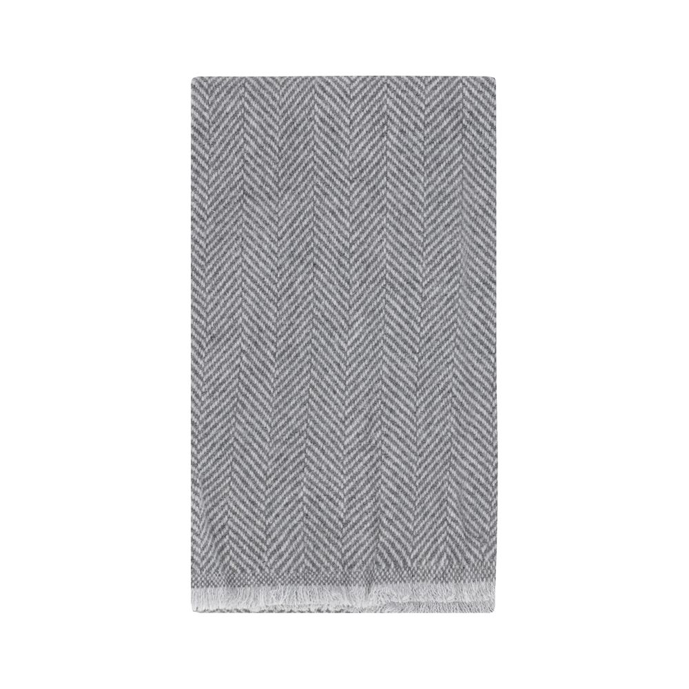 Brunello Cucinelli Grey Cashmere Scarf in Timeless Herringbone