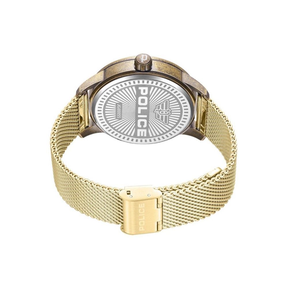 Police Gold Stainless Steel Watch with Raho Skull Dial