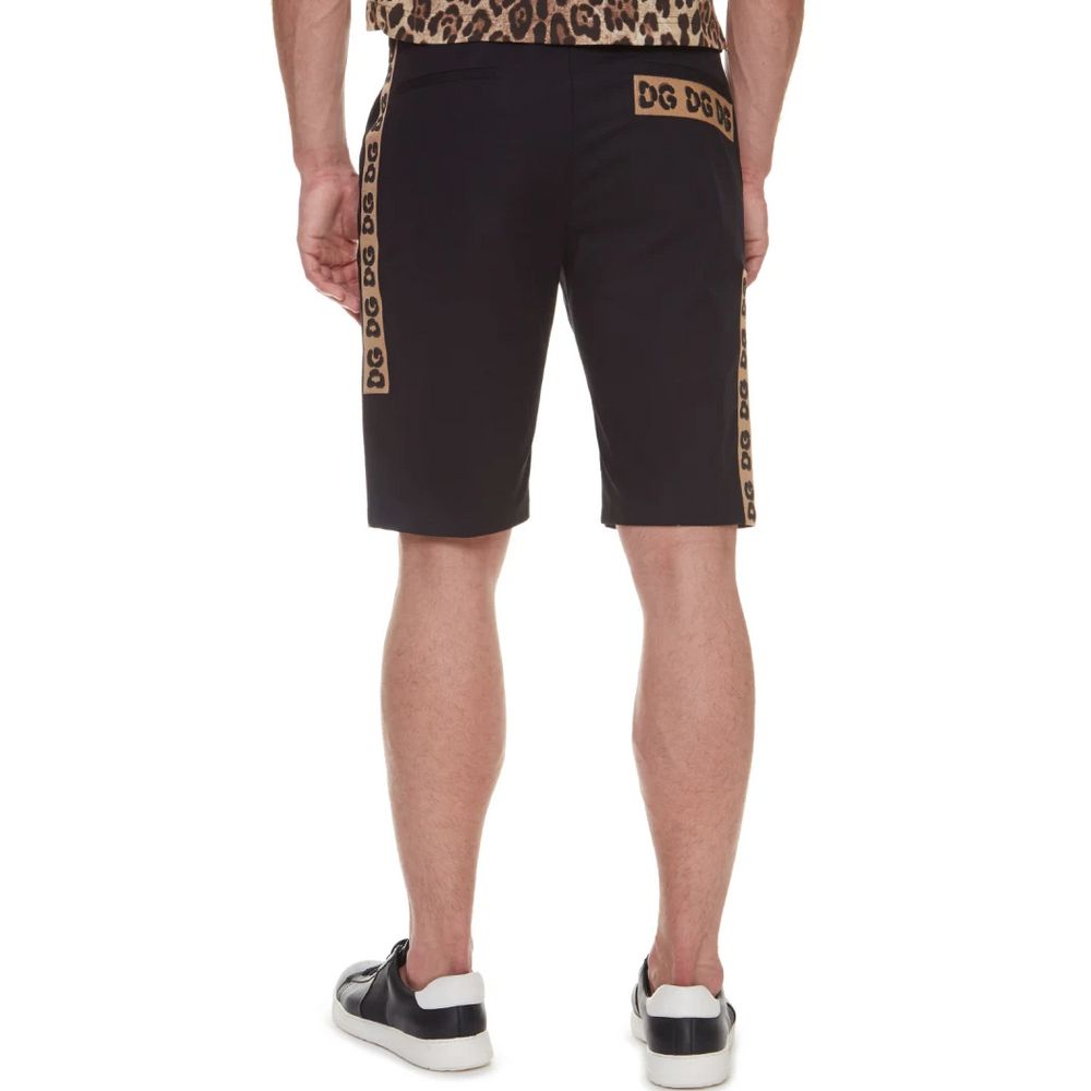 Dolce & Gabbana Black Cotton Short with Signature Detail