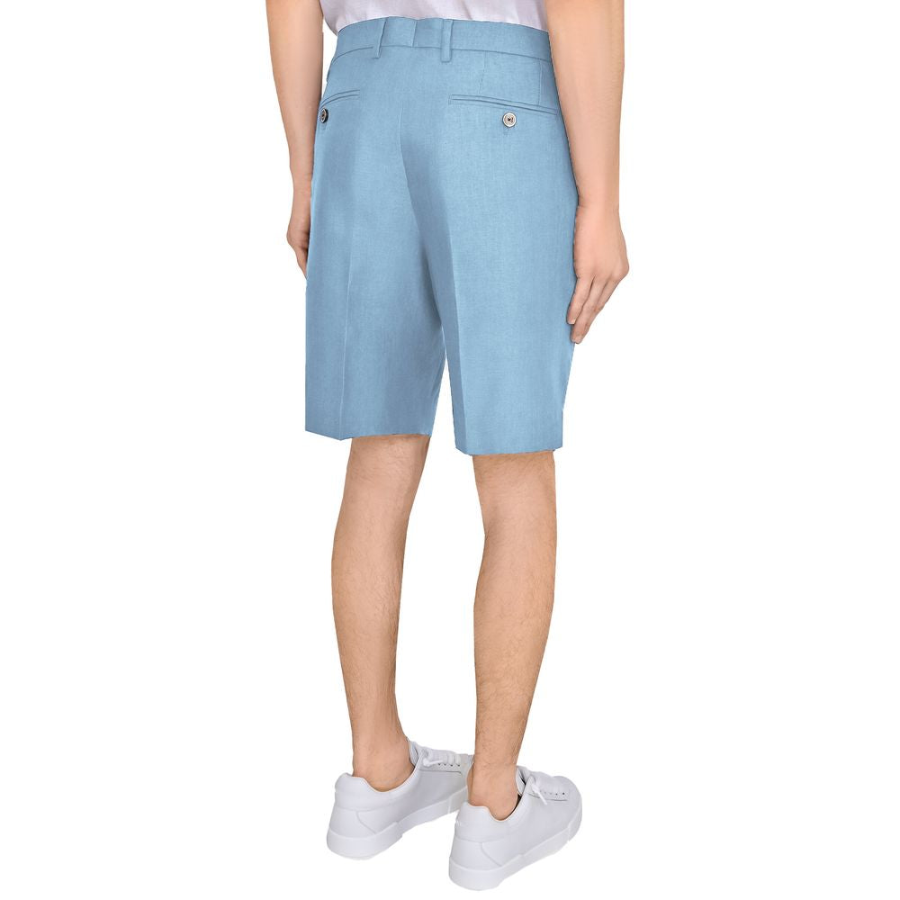 Dolce & Gabbana Light Blue Linen Short for Effortless Elegance
