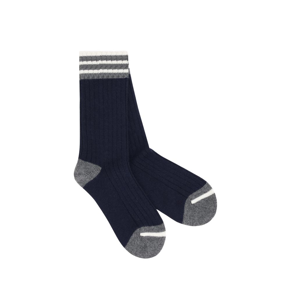 Brunello Cucinelli Grey Cashmere Socks for Elevated Comfort