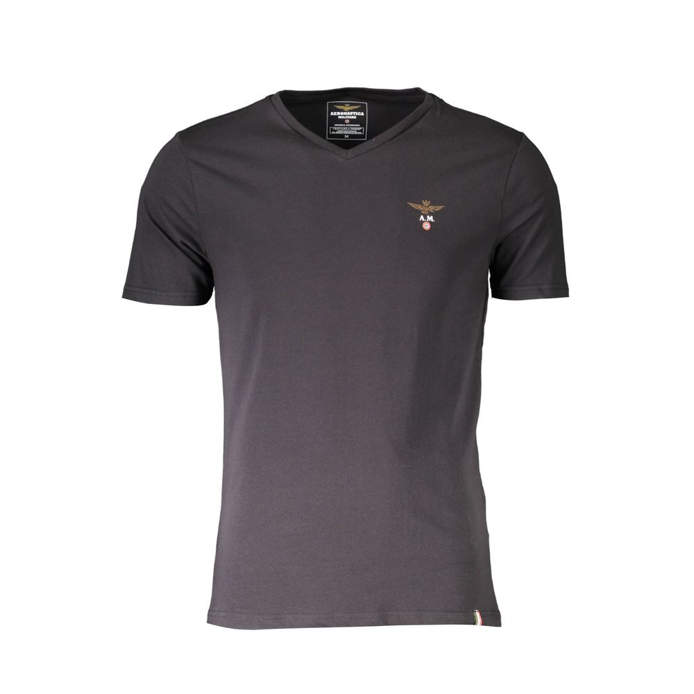 Aeronautica Militare Black Cotton T-Shirt for Effortless Style