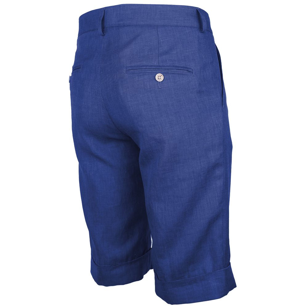 Loro Piana Blue Linen Short for Elevated Summer Style