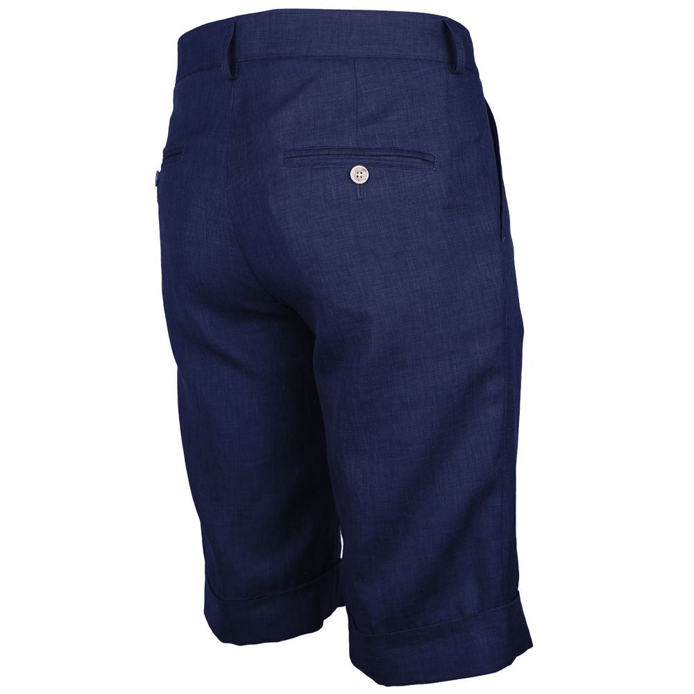 Loro Piana Blue Linen Short - Sophisticated Elegance