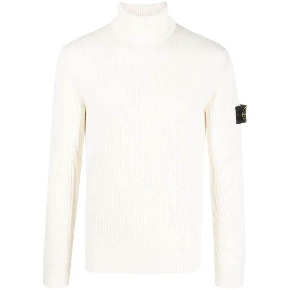 Stone Island White Wool Sweater for Elevated Style