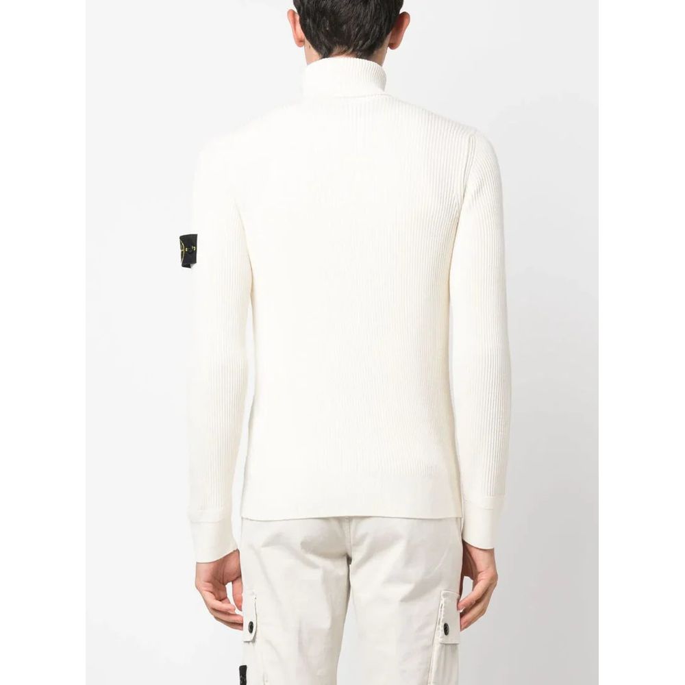 Stone Island White Wool Sweater for Elevated Style