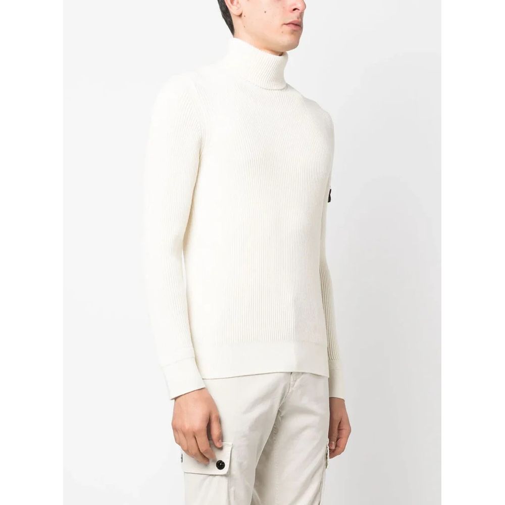 Stone Island White Wool Sweater for Elevated Style