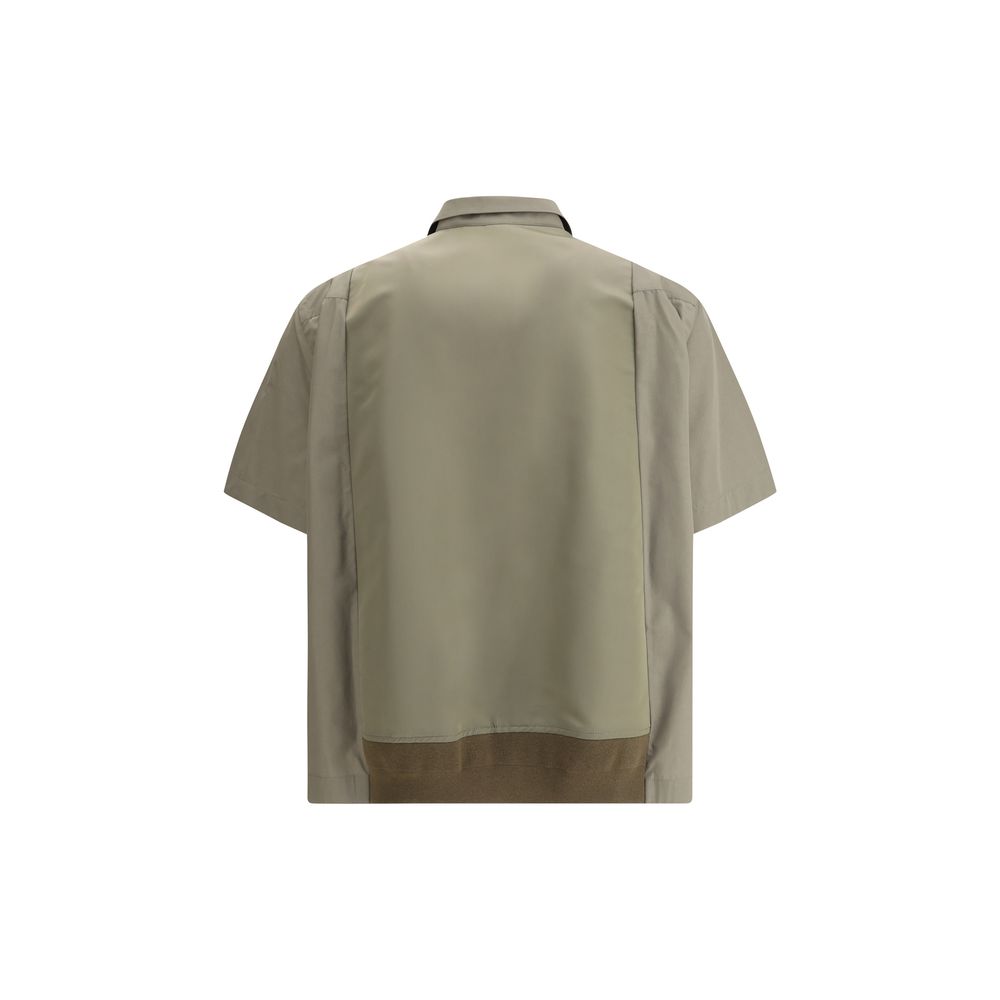 Sacai White Cotton Short-sleeve Shirt with Innovative Double-layer Design
