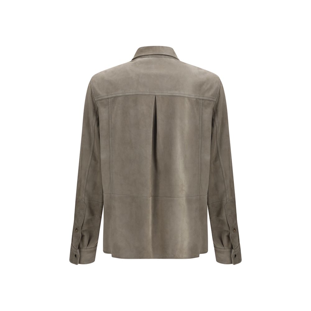 Brunello Cucinelli Beige Suede Shirt for Elevated Sophistication