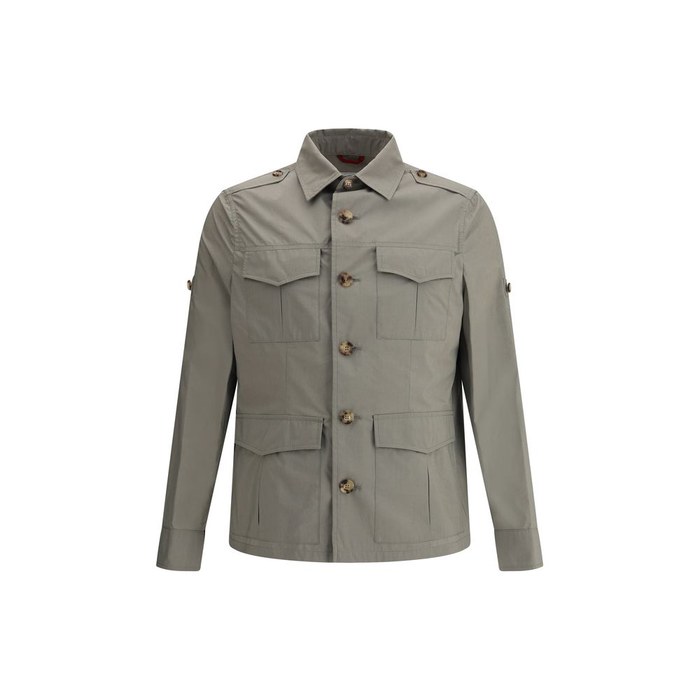 Brunello Cucinelli Khaki Techno Cotton Waterproof Jacket