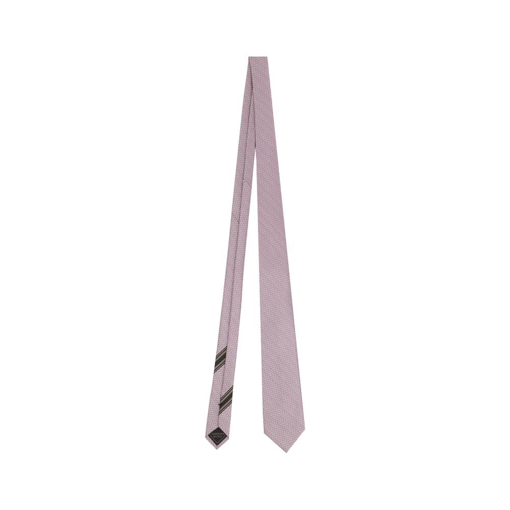 Brioni Pink Silk Jacquard Tie with Micro Pattern