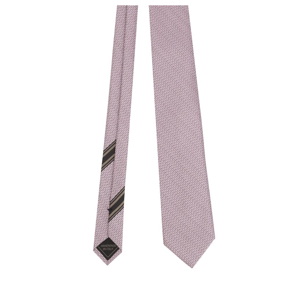 Brioni Pink Silk Jacquard Tie with Micro Pattern