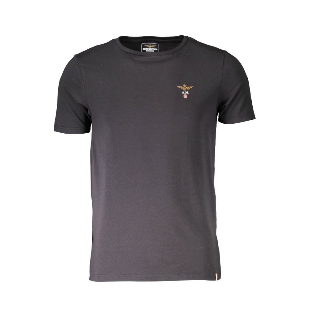 Aeronautica Militare Black Cotton T-Shirt for Elevated Style