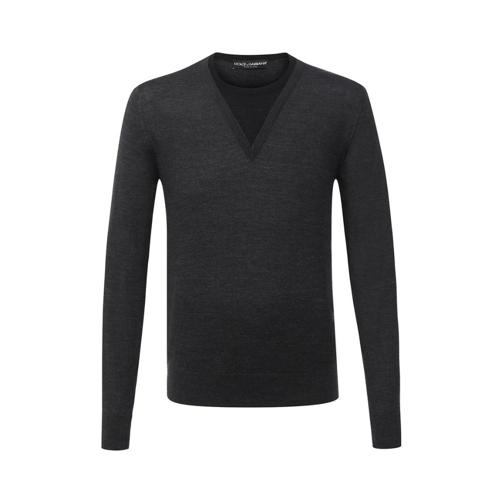 Dolce & Gabbana Gray Wool Sweater For Timeless Elegance