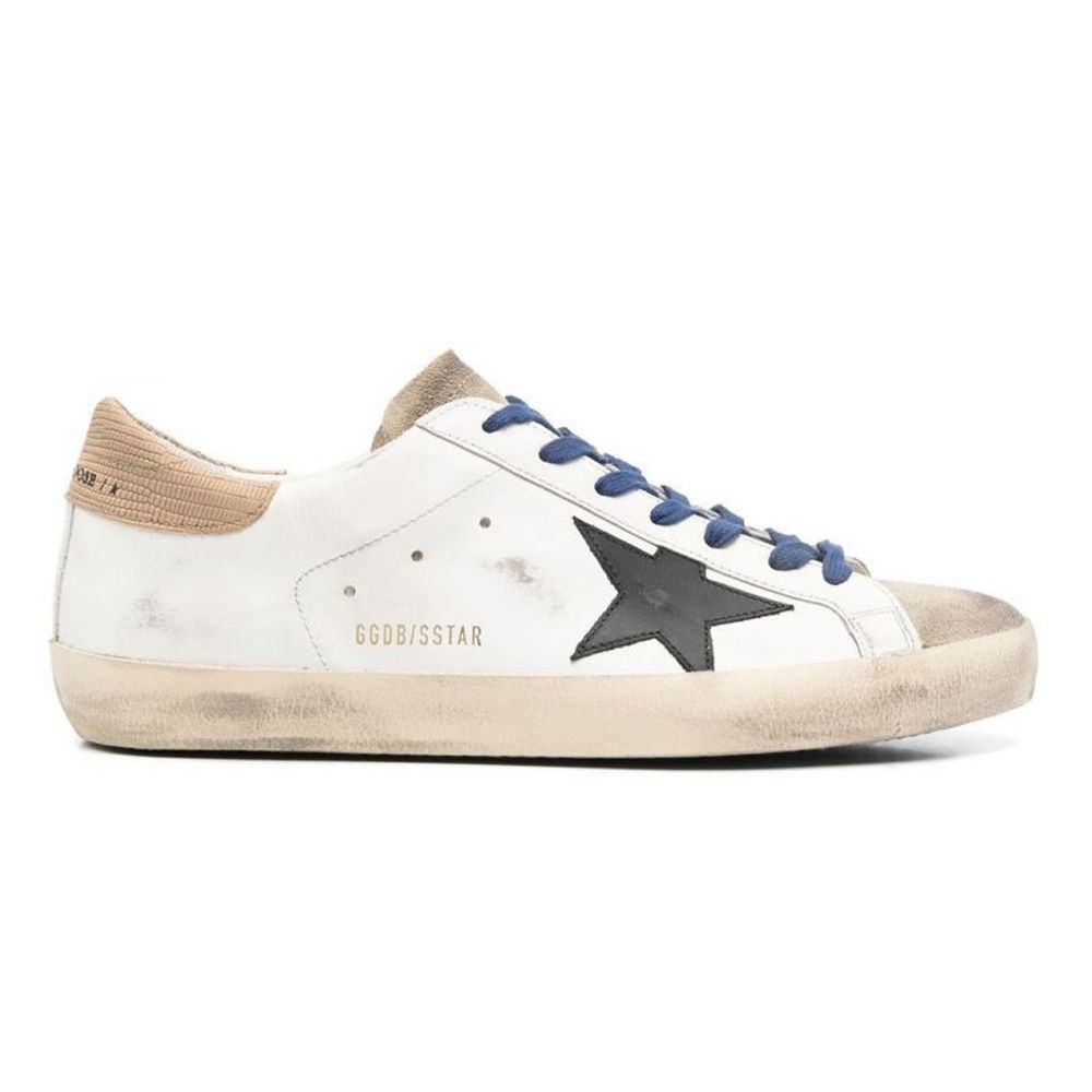 Golden Goose White Leather Sneaker with Lizard-Print Detail