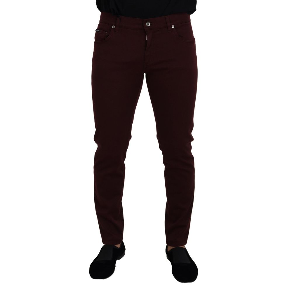 Dolce & Gabbana Bordeaux Cotton Jeans & Pant Elegance