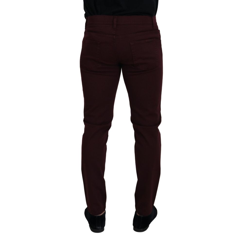 Dolce & Gabbana Bordeaux Cotton Jeans & Pant Elegance