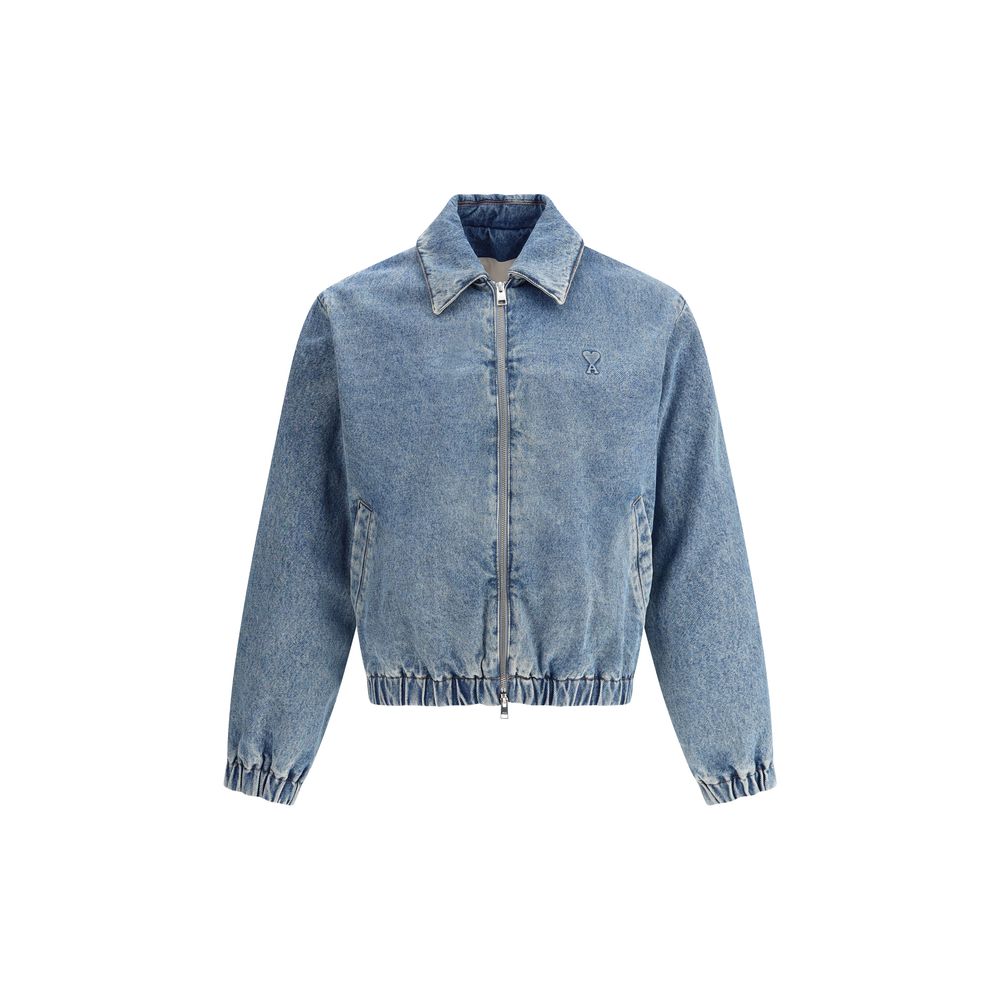 Ami Paris Blue Cotton Denim Jacket for Timeless Urban Elegance