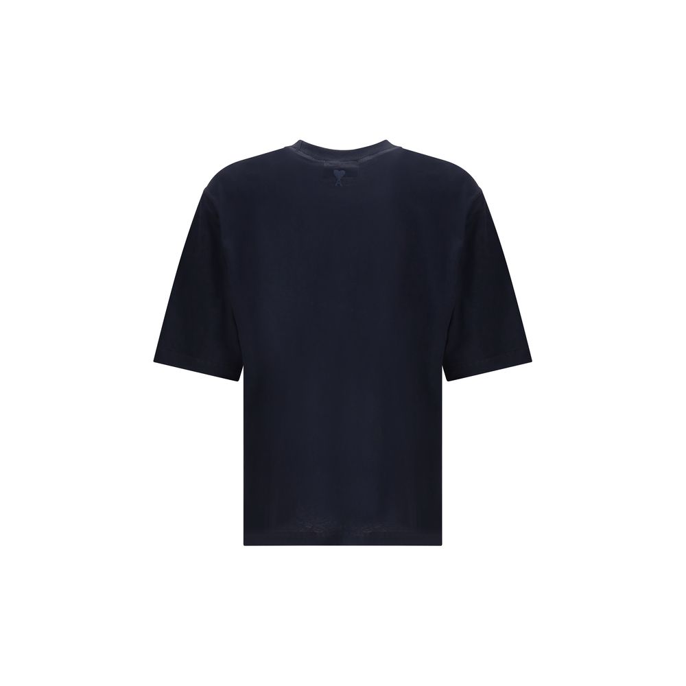 Ami Paris White Cotton Logoed T-Shirt for Effortless Sophistication
