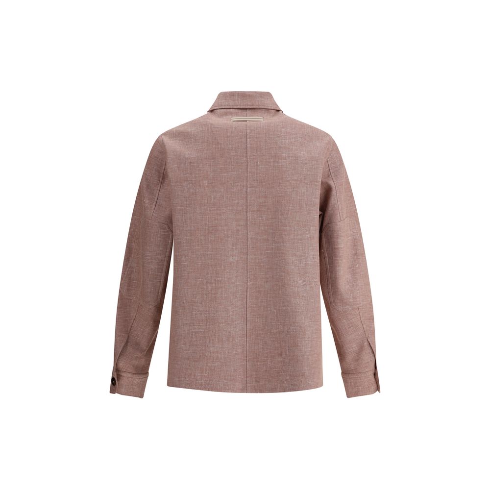 ZEGNA Beige Linen Overshirt Shirt in Luxurious Linen Elegance
