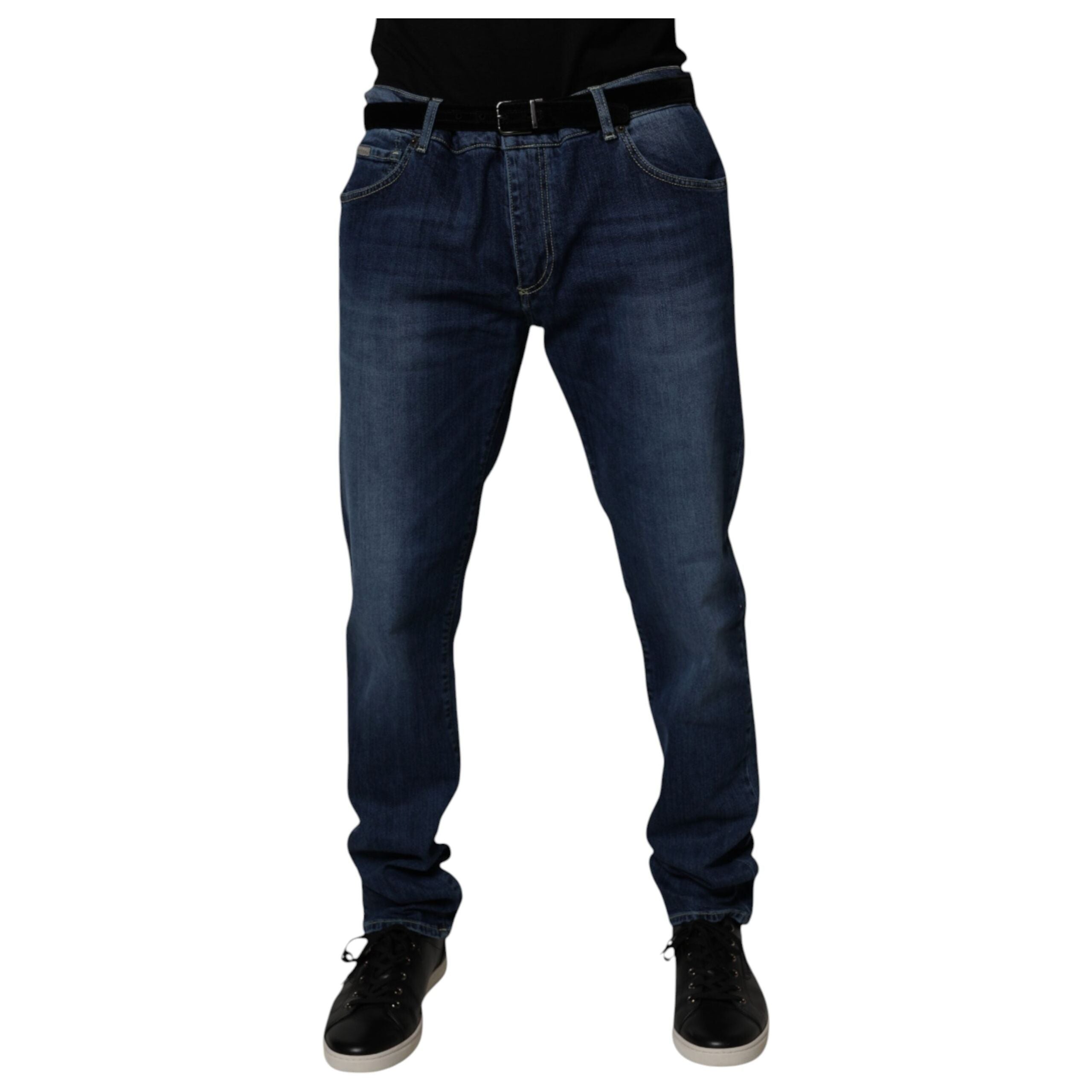 Dolce & Gabbana Blue Washed Cotton Stretch Skinny Jeans