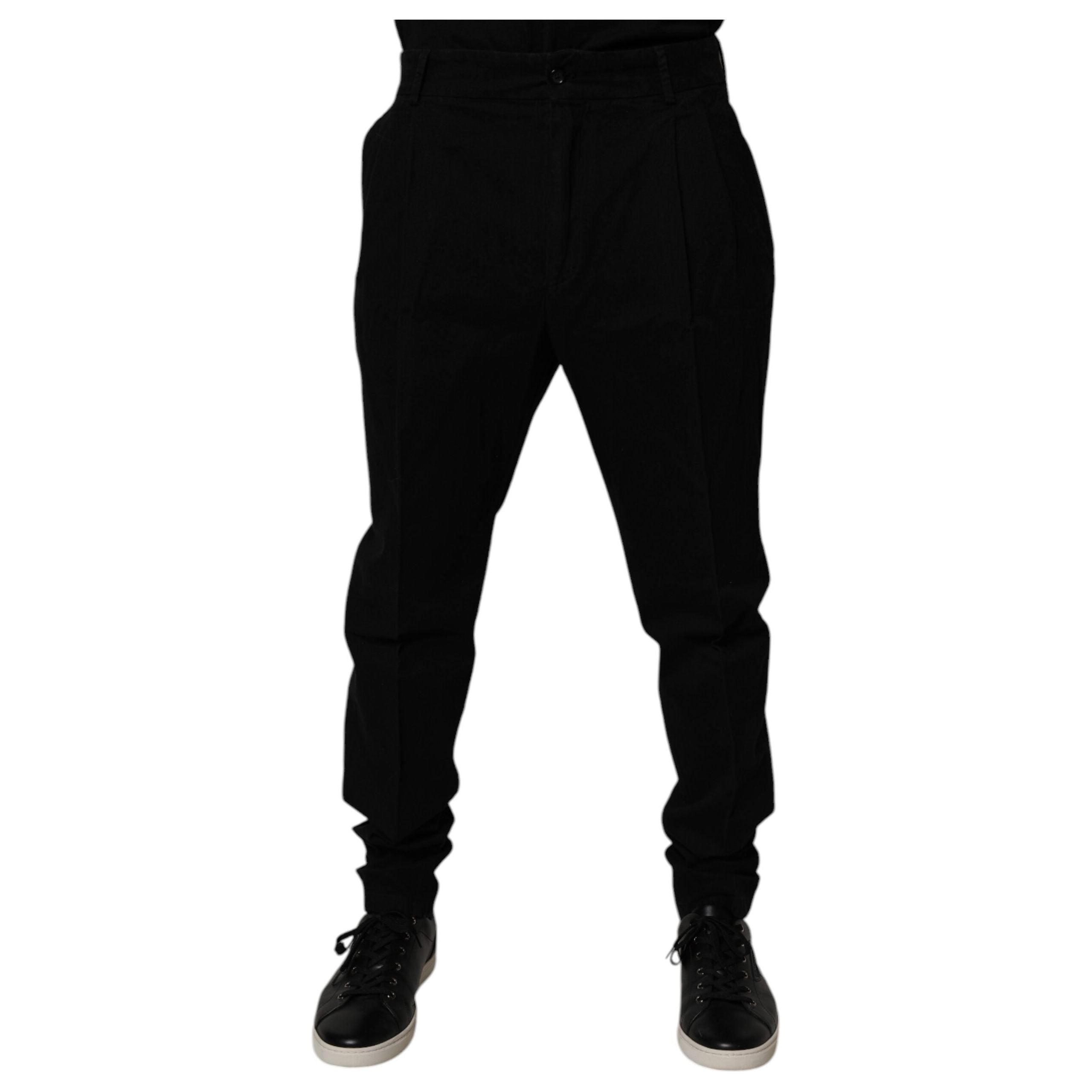 Dolce & Gabbana Black Cotton Stretch Skinny Pants Elegance