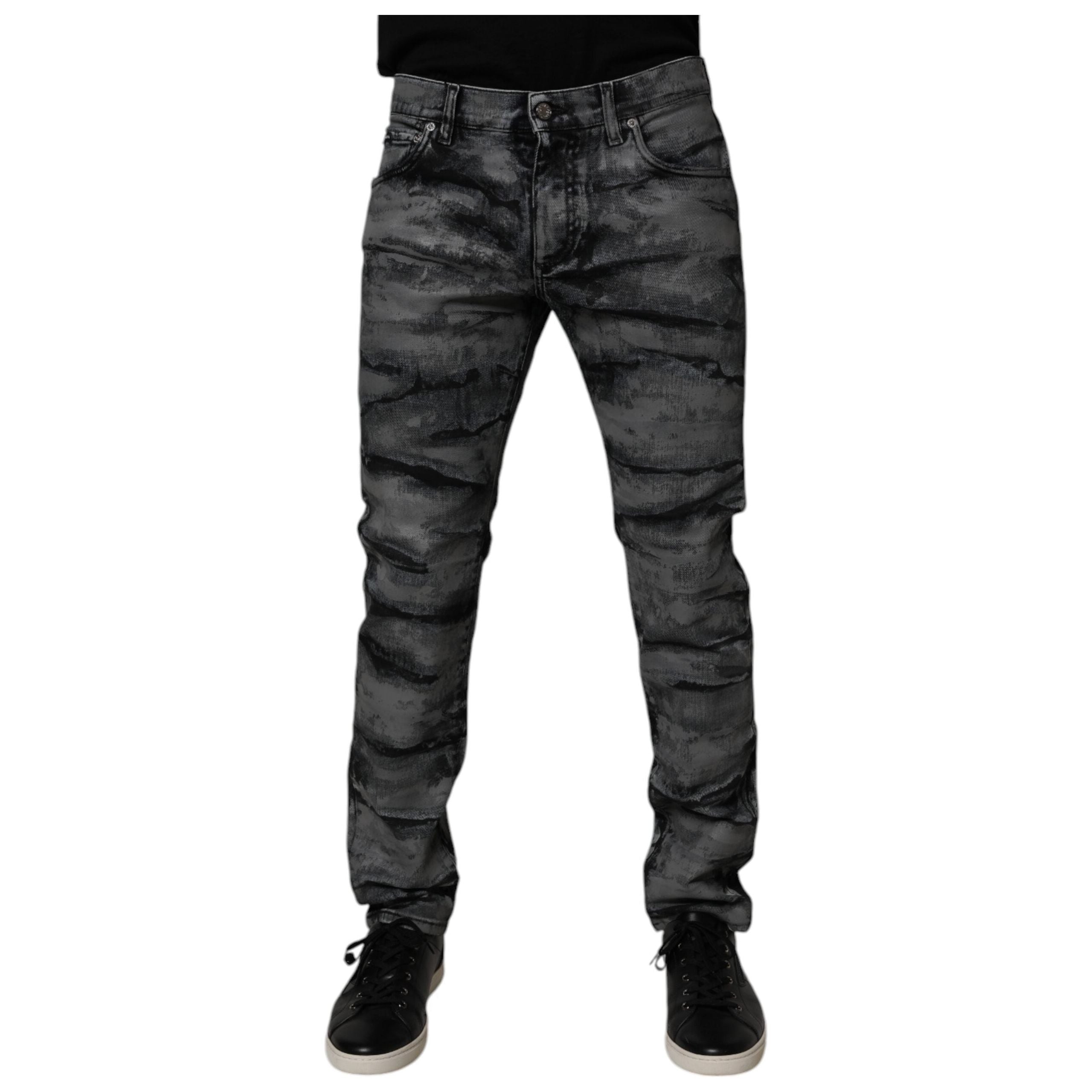 Dolce & Gabbana Gray Tie Dye Cotton Skinny Denim Jeans