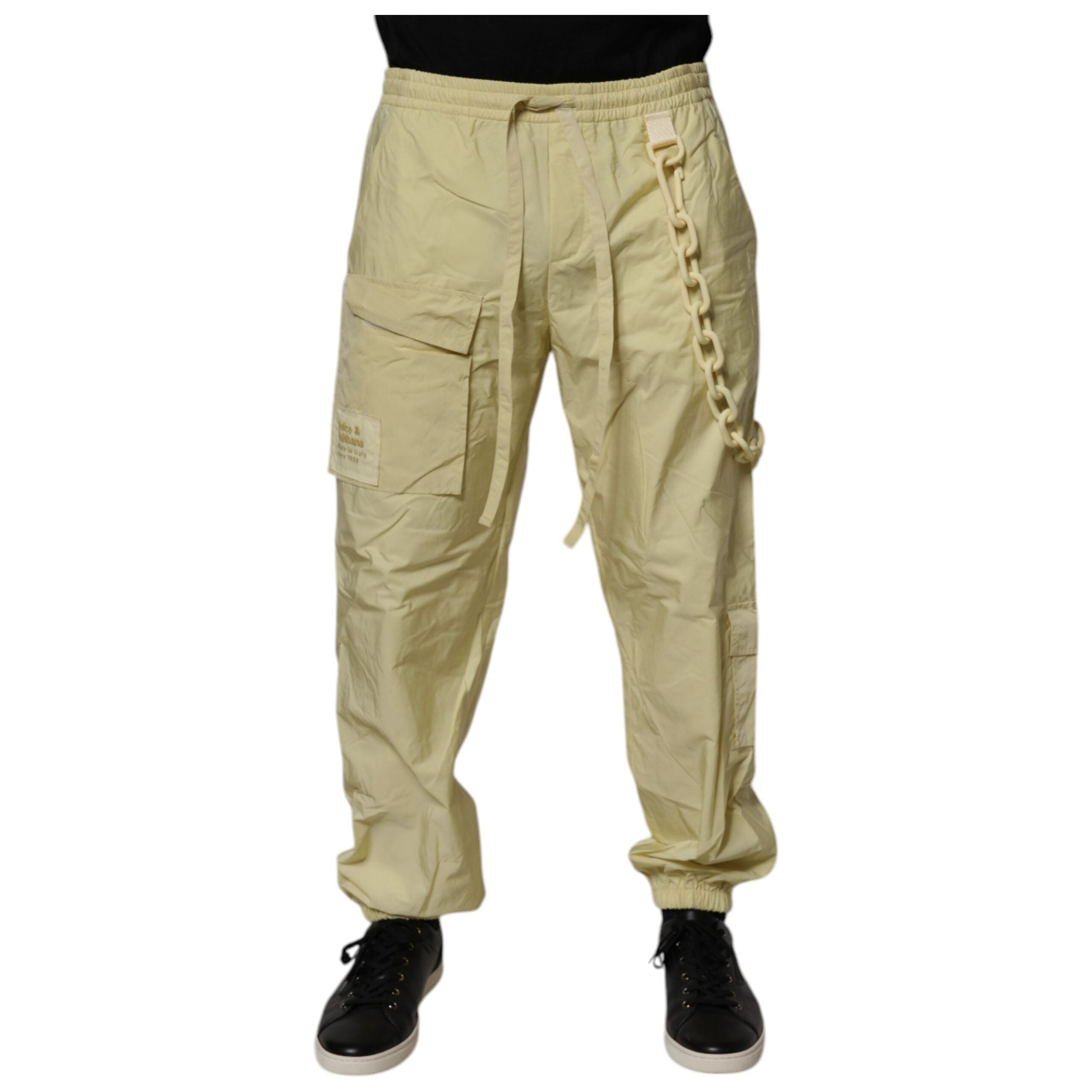 Dolce & Gabbana Yellow Nylon Cargo Chain Jogger Pants