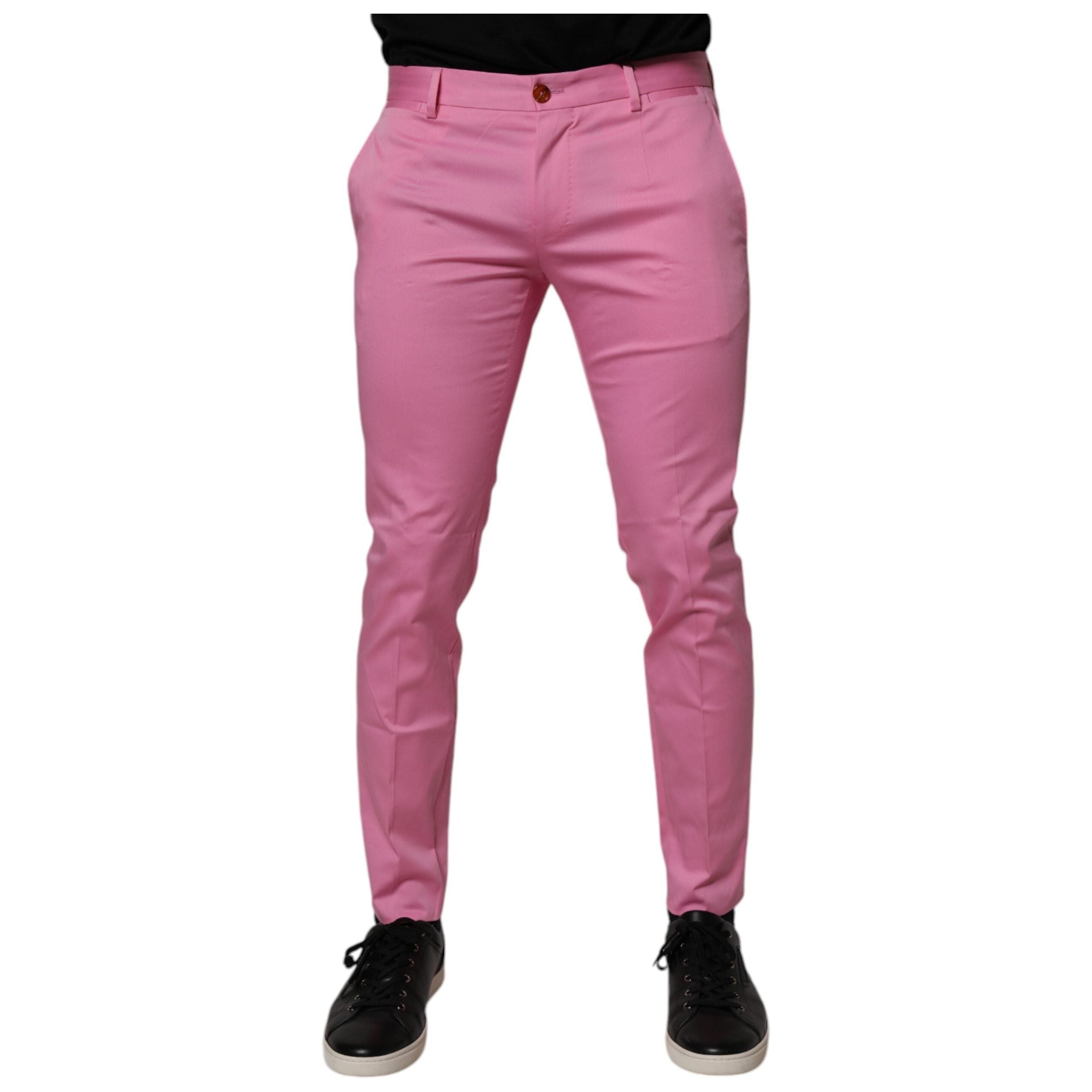 Dolce & Gabbana Pink Cotton Slim Fit Dress Formal Pants