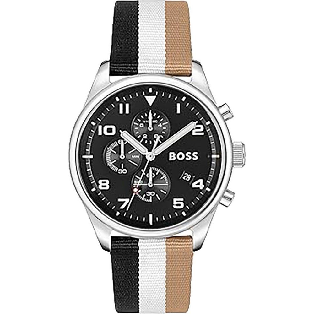 Hugo Boss Black And White Leather Watch for Timeless Elegance